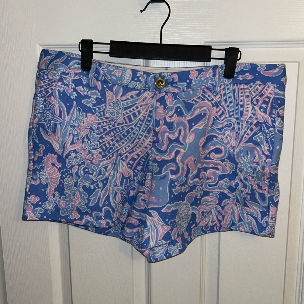 Lilly Pulitzer Blue and Pink Tropical Women Shorts